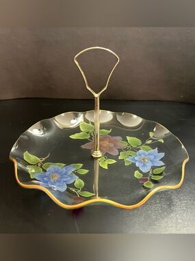 Vintage Single Tier Chance Glass Cake Stand